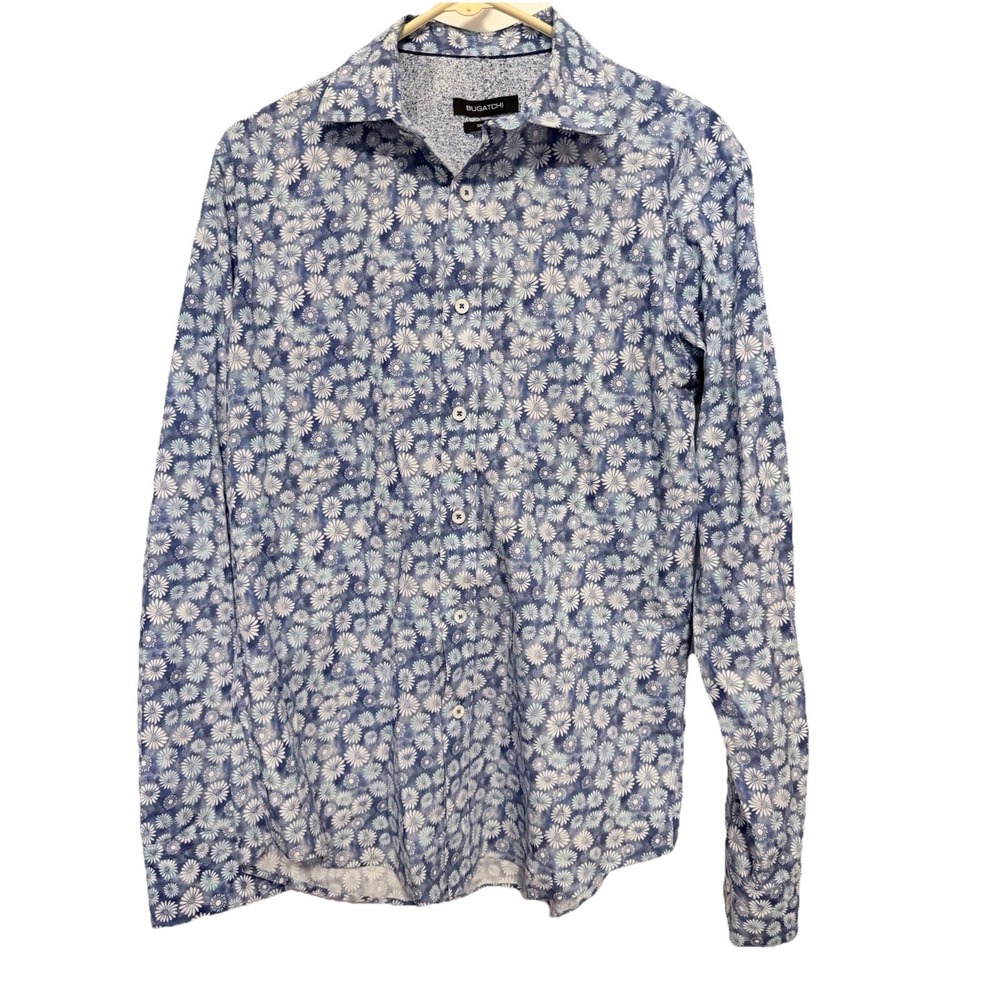 Men's Bugatchi Floral Long Sleeve Button Down Shirt Size Large